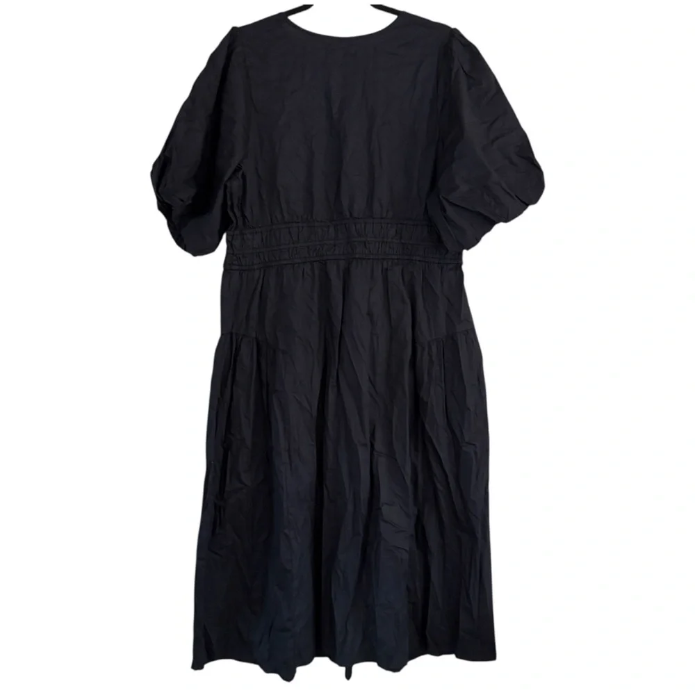 Old‎ Navy Waist Defined Puff Sleeve Midi Dress Black New Sz XL - Picture 4 of 11